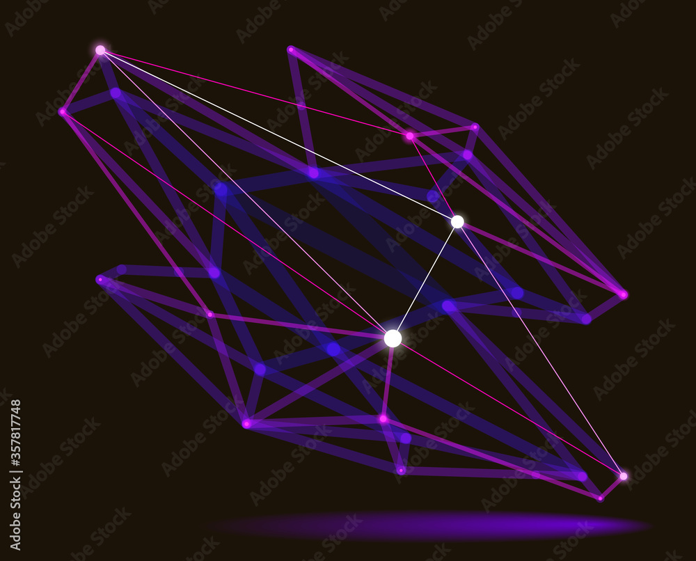 Poster dimensional lattice mesh vector abstraction, 3d polygonal design abstract shape, tech and science di