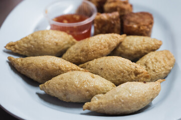 Fish ball and deep fried crab meat roll