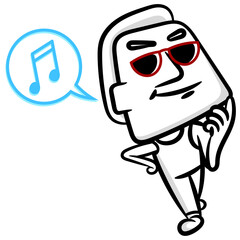 Obraz premium Funny cartoon man sing a song scene vector on a white background