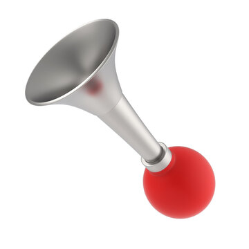 Red vintage klaxon or horn isolated on white. 3d render illustration