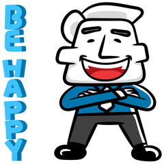 Business white man cartoon to be happy scene vector isolated on a white background