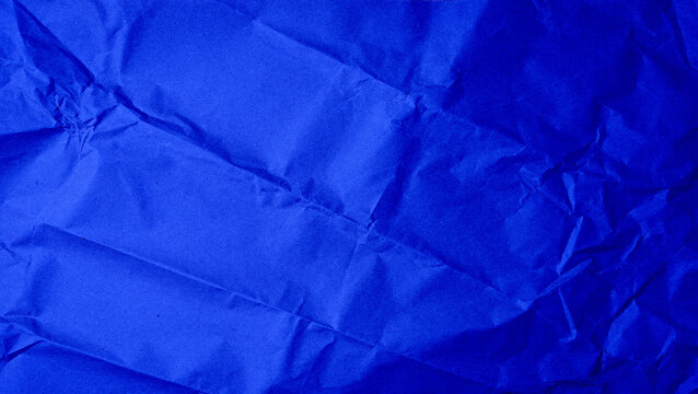 Crumpled Blank Sheet Of Blue Wrapping Kraft Paper