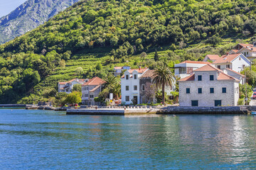 Beautiful landscape Kotor bay (Boka Kotorska) near the town of Tivat, Montenegro, Europe. Kotor Bay...