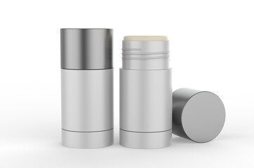 Blank deodorant stick for design presentation and mock up. 3d render illustration.