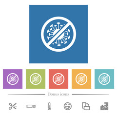 No covid flat white icons in square backgrounds