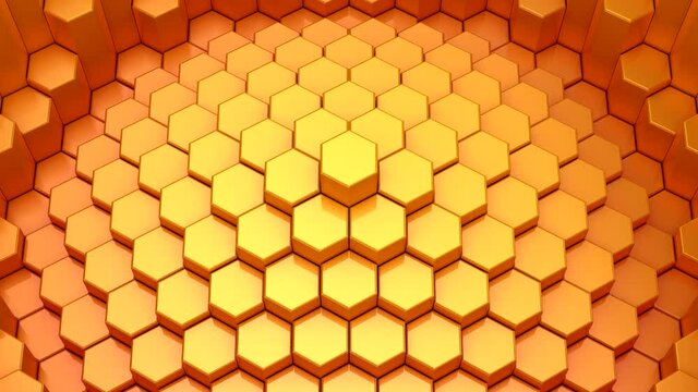 Hexagons Form A Wave. Loop background, 5 in 1, 3d rendering, 4k resolution
