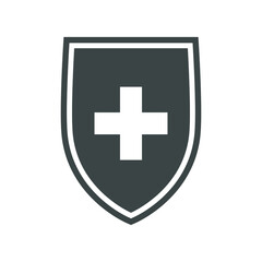 Protection of immunity graphic icon. Shield immune system concept. Protection health sign isolated on white background. Vector illustration 