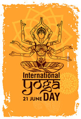 International Yoga day 21 june web banner EPS10 vector.Meditation Practice Yoga Colorful Fitness Concept. Vector illustration