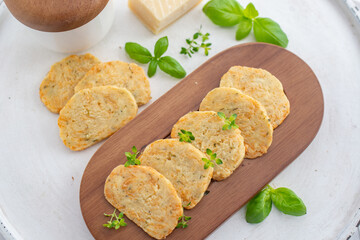 home made cheese crackers with herbs