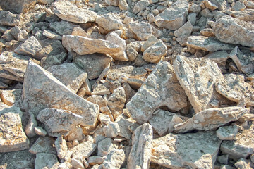 shell stone texture. pile of stone fragments.