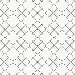 Fototapeta premium Abstract linear flower vector pattern, repeating abstract flora in Arabic styles. Pattern is clean for fabric, wallpaper, printing. Pattern is on swatches panel