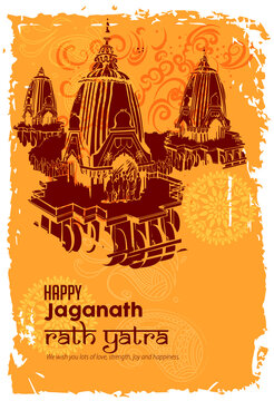 Vector design of Ratha Yatra of Lord Jagannath,