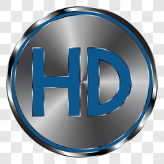 HD simple icon vector on metal round button. Transparent grid