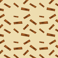 Seamless pattern cinnamon on pastel background vector illustration