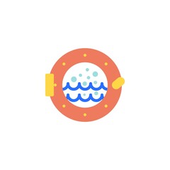 Ship porthole flat icon, vector sign, porthole and sea waves colorful pictogram isolated on white. Symbol, logo illustration. Flat style design