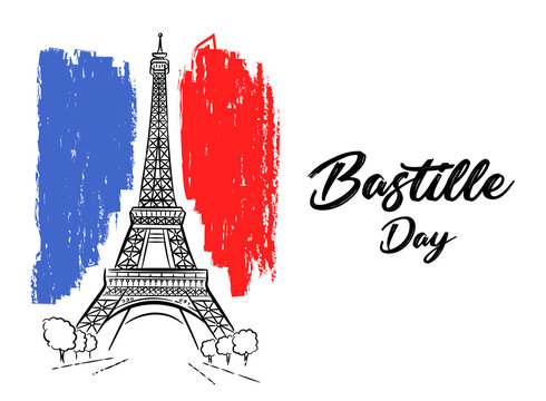 Bastille Day. 14 july. Illustration, card, banner or poster for french national day. Vector illustration. - Powered by Adobe