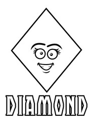 Coloring page shapes: Diamond with funny face