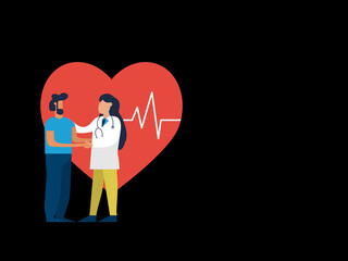 Doctor taking care of patient health. Vector