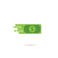 Fast dollar, fast money transfer flat icon vector isolated on white. Fast Exchange logo