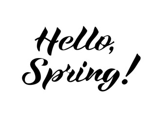 Vector illustration. Hello spring lettering.