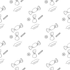 Candy doodle samless patteern. Vector illustration.
