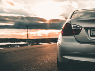 Fototapeta na wymiar Wonderful photo of my car at sunset.
