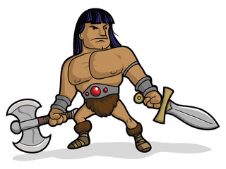Obraz premium Barbarian hero cartoon