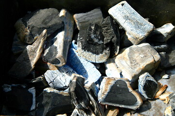 embers in the grill close up