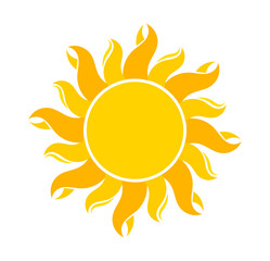 Sun illustration, flat design icon.
