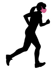 Frau  mit Mundschutz beim joggen