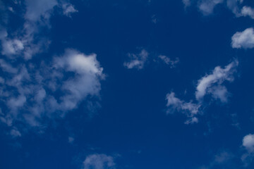 Fototapeta na wymiar blue sky with cloud closeup different shape full view top angle