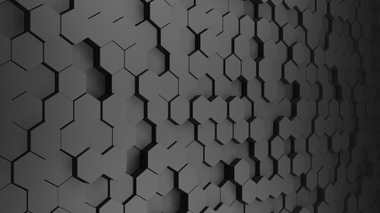 3D render Polygon black color Abstract background