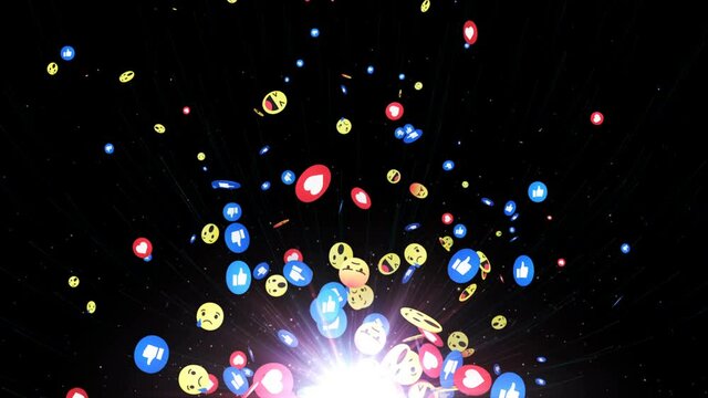 Social Media Emoji, Reactions Animation, Rendering, Background, Loop, 4k
