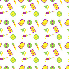 Vector cartoon musical elements seamless pattern
