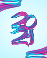 Greeting card with Colorful Brushstroke paint lettering calligraphic number of 2021. Happy New Year