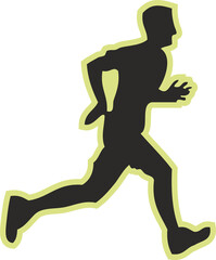 Fototapeta na wymiar Athlete Running Digital illustration, Sports Silhouette