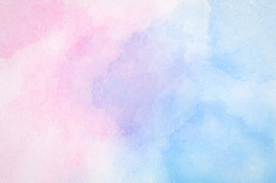 Fototapeta Abstract pastel watercolor background - Blue sky and pink pastel watercolor painted on paper