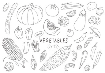 夏野菜の手描きイラストセット
