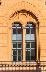 Window of the historic arsenal building in Schwerin, Germany