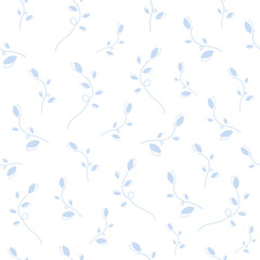 Flower vector illustration. Stylish pattern in a gentle and plain style. Fashion art. Seamless floral pattern. Hand drawn fabric, gift wrap, wall art design. On white background. Light Blue. Eps 10