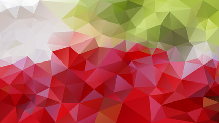 vector abstract irregular polygon background - triangle low poly pattern - color vibrant red fresh lime green old pink grey white
