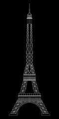 Fototapeta na wymiar Eiffel Tower isolated on black background. Real scale image