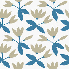 Flower hand drawn seamless pattern. Ideal for background, wallpaper, textile, backdrop, wrapping paper. Pattern design.