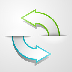 round Arrow banners set. Direct circle shape. 3d Abstract Background. Business infographic presentation diagram. Section compare service. Up and down trend. Paper index. Exact pointer