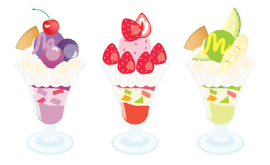 Three fruit parfaits illustration 02