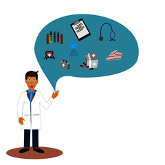 doctor with stethoscope and pills