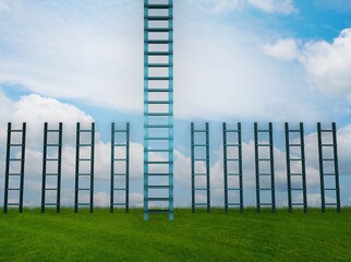 Fototapeta premium Different ladders in career progression concept