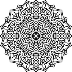Vector mandala art or circular pattern for decoration elements, meditation poster, stress relief, henna, adult coloring book page, decoration card.
