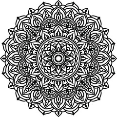 Vector mandala art or circular pattern for decoration elements, meditation poster, stress relief, henna, adult coloring book page, decoration card.
