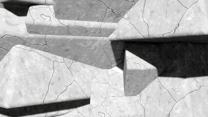 3D render cement floor gray color with cracks abstract background